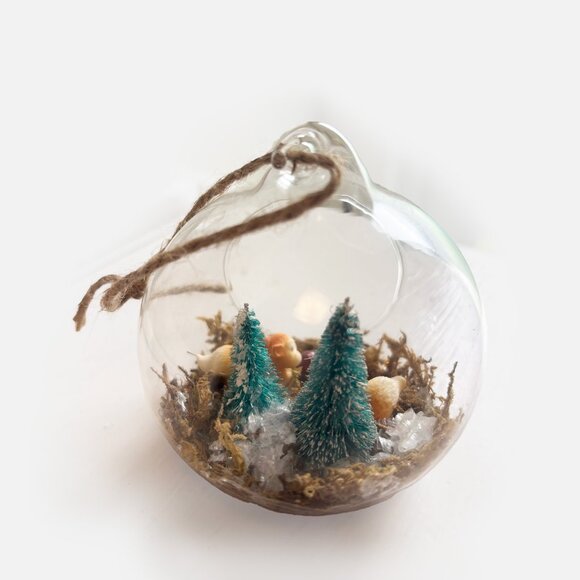 Handmade Winter Woodland Squirrel Ornament – Hanging Glass Globe Decor - Picture 2 of 9